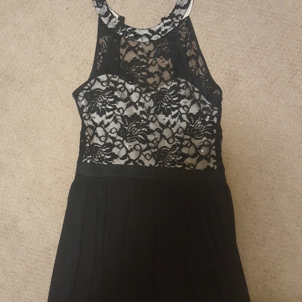 Black lace and sequin gown